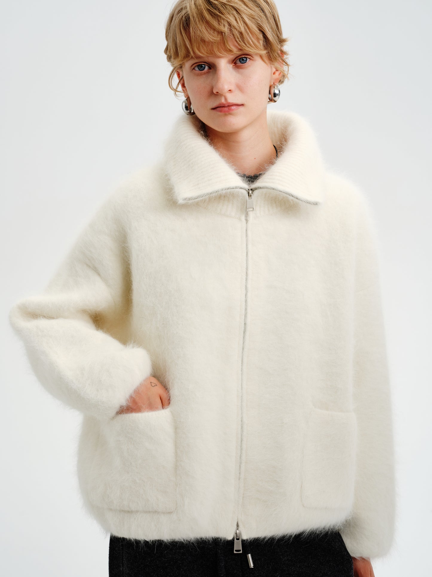 Hush Rabbit-Wool Zip Jacket