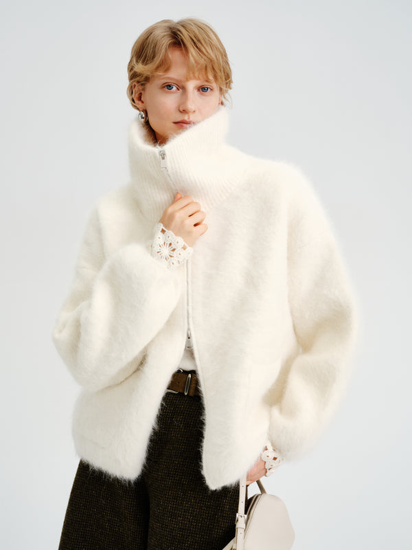 Hush Rabbit-Wool Zip Jacket