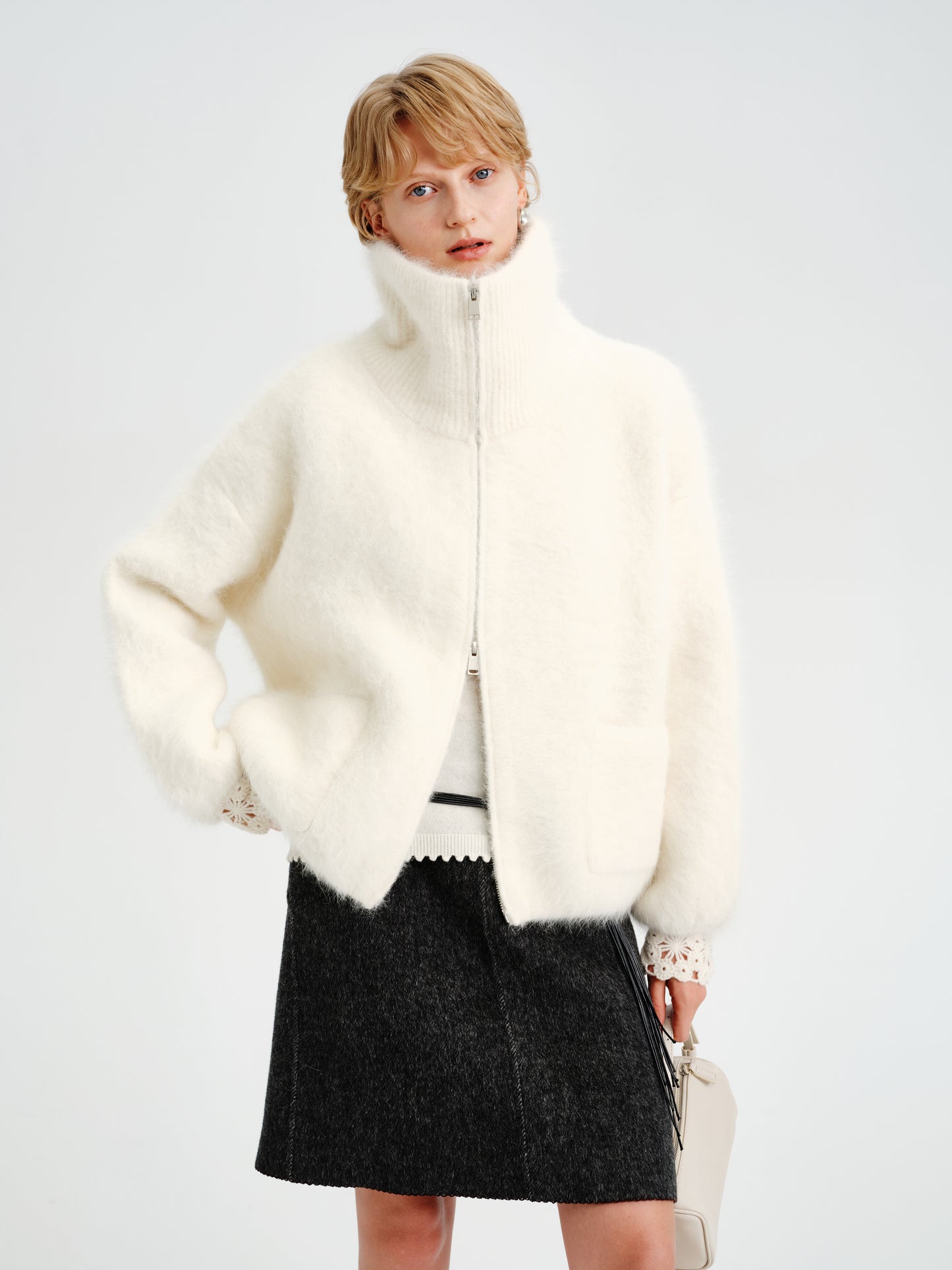 Trace Wool-Alpaca A-Line Skirt