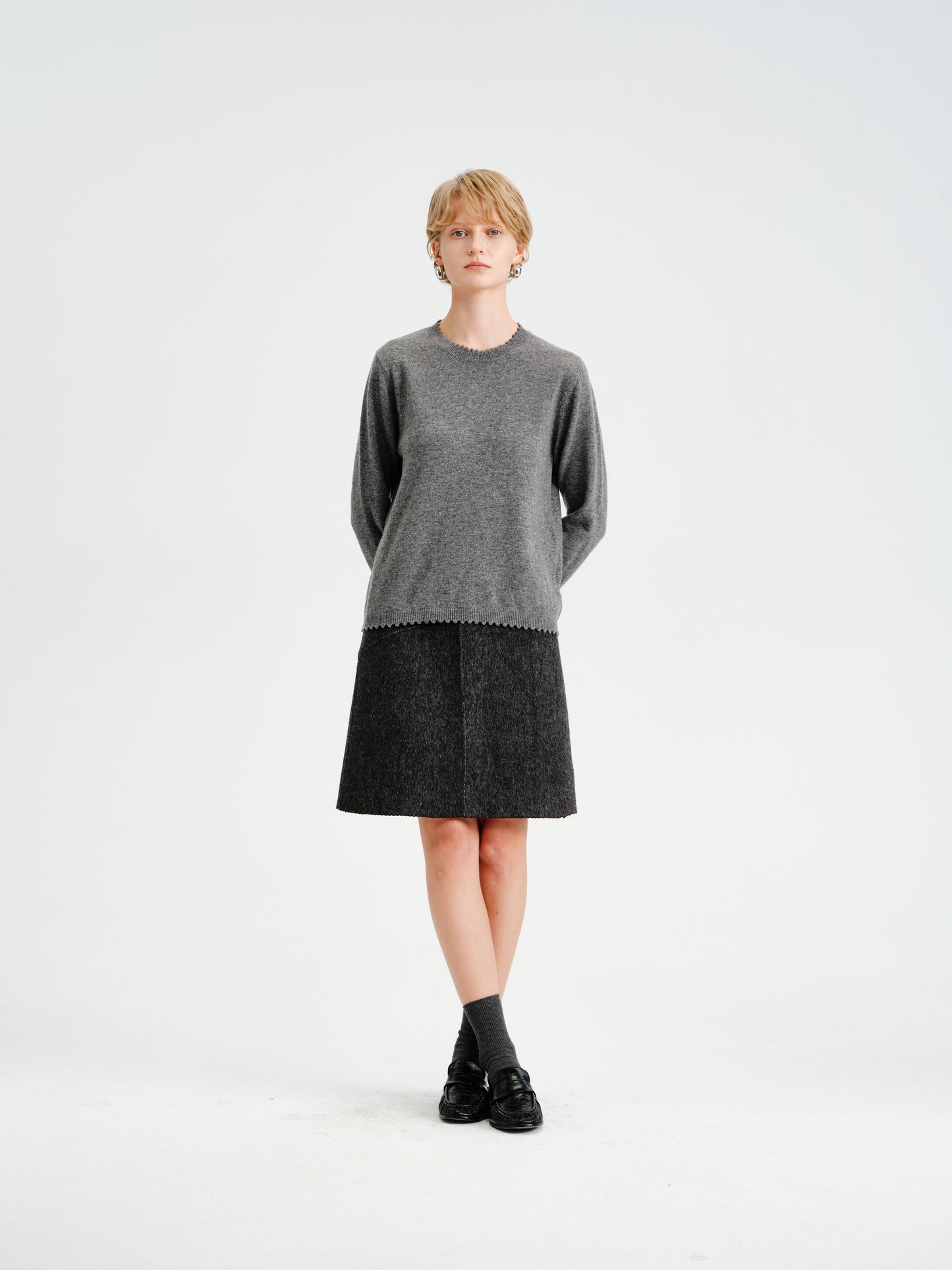 Trace Wool-Alpaca A-Line Skirt