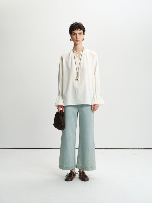 Drift Linen-Tencel Lantern Blouse