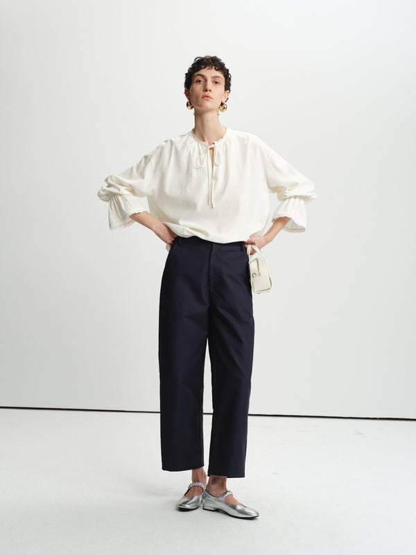 Drift Linen-Tencel Lantern Blouse