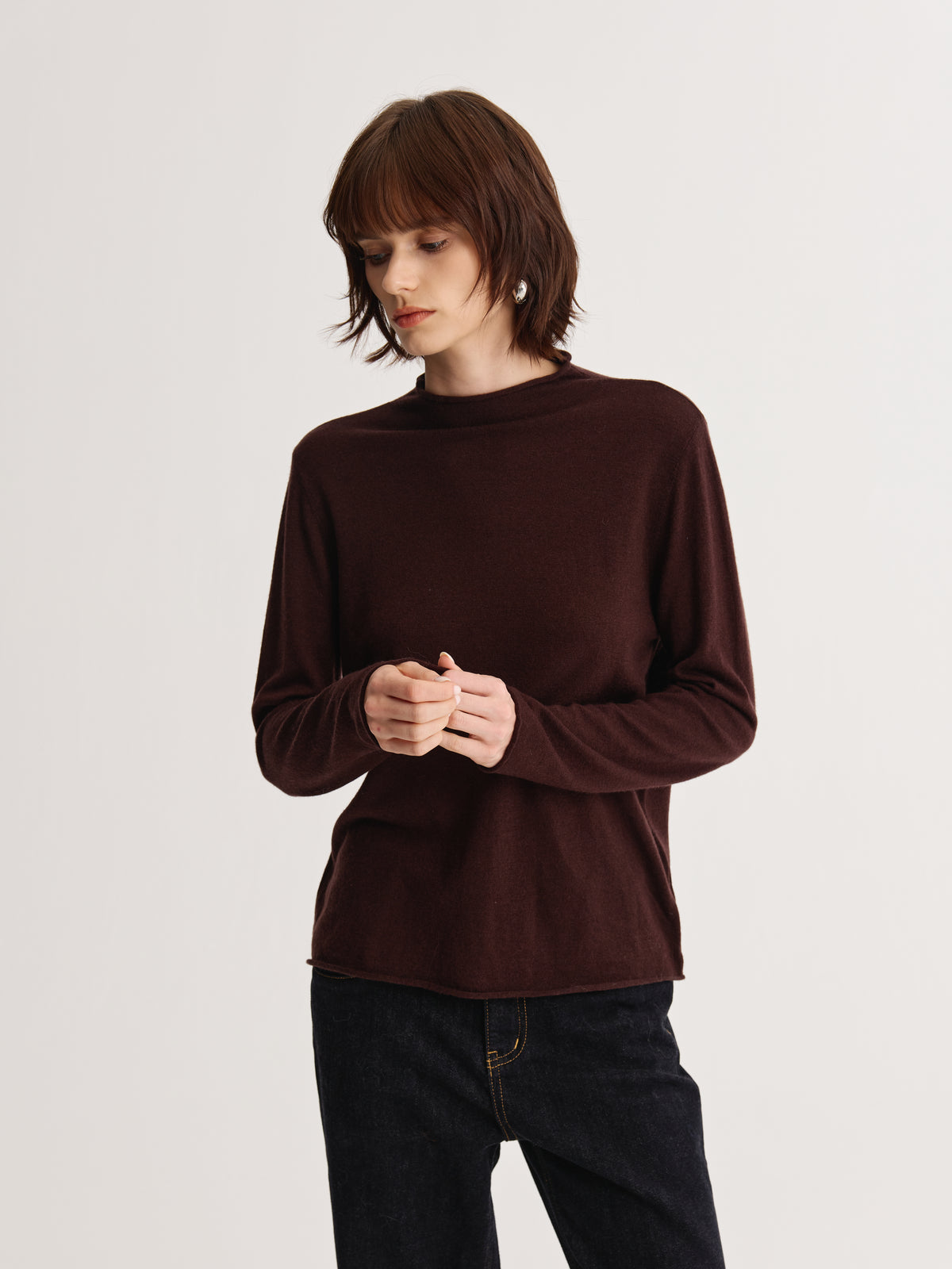 Wool Mock-Neck Top