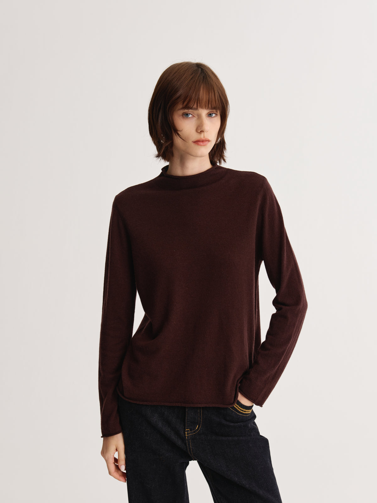 Wool Mock-Neck Top