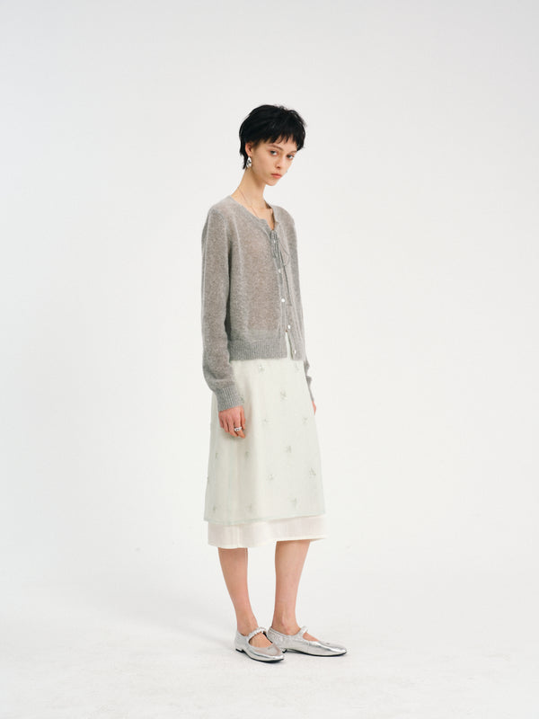 Relief Silk Beaded Skirt