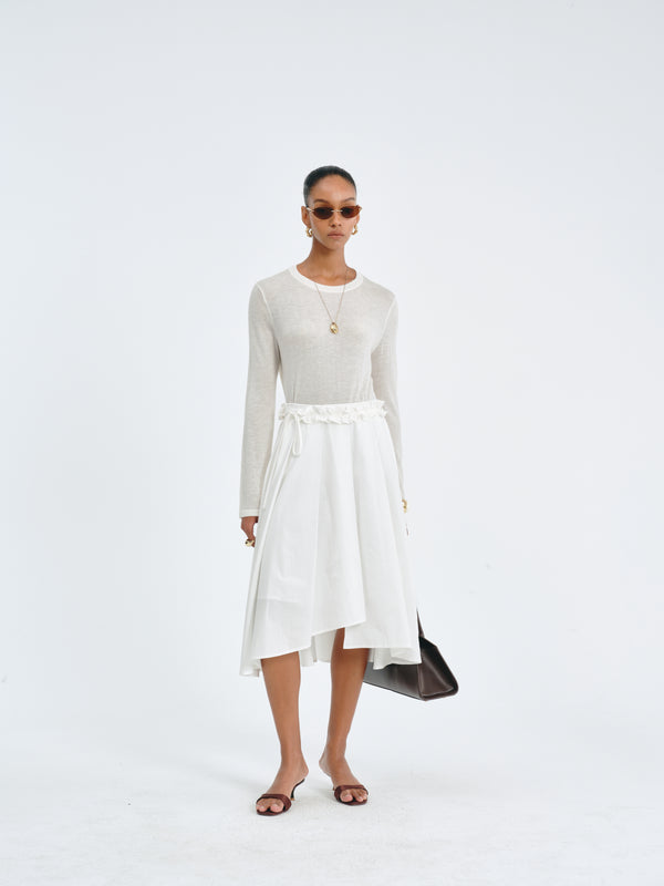 Asymmetric Pleated Skirt