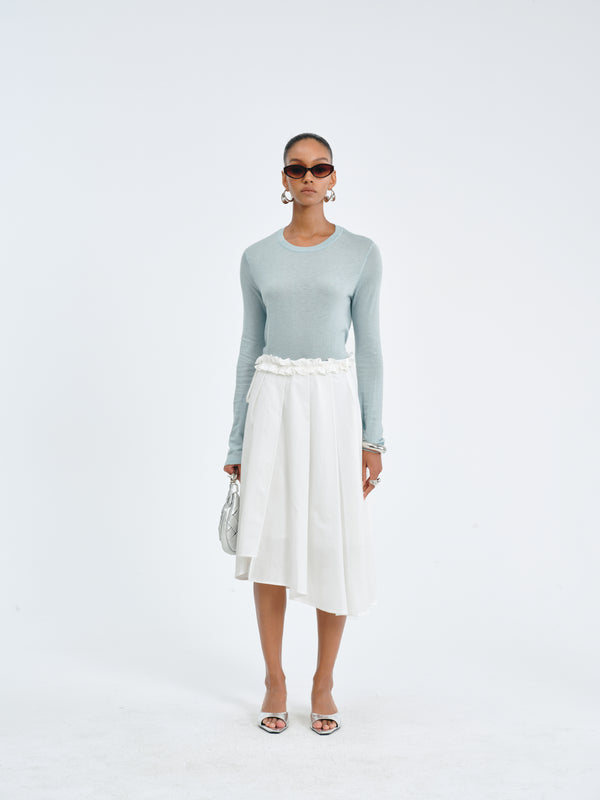 Asymmetric Pleated Skirt