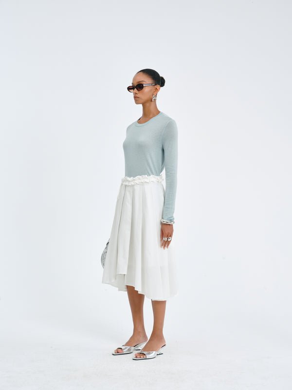 Asymmetric Pleated Skirt