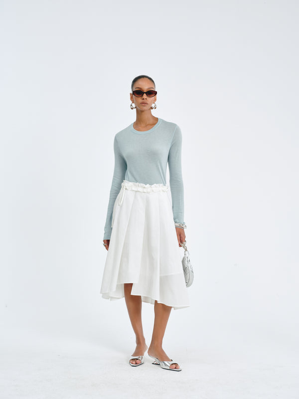 Asymmetric Pleated Skirt