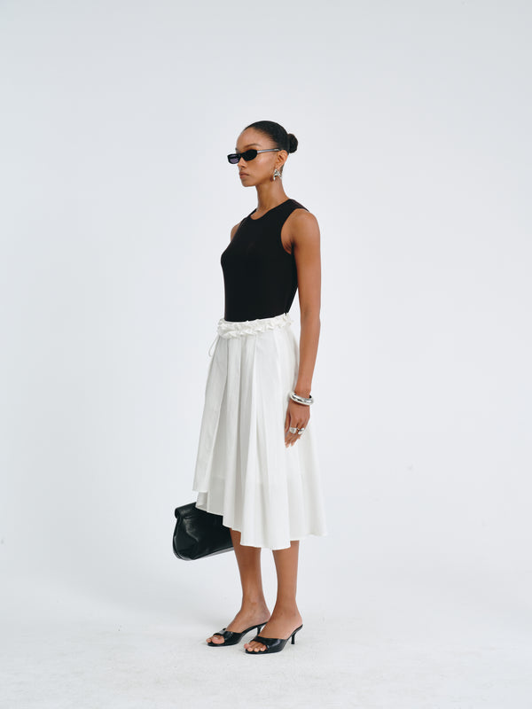 Asymmetric Pleated Skirt