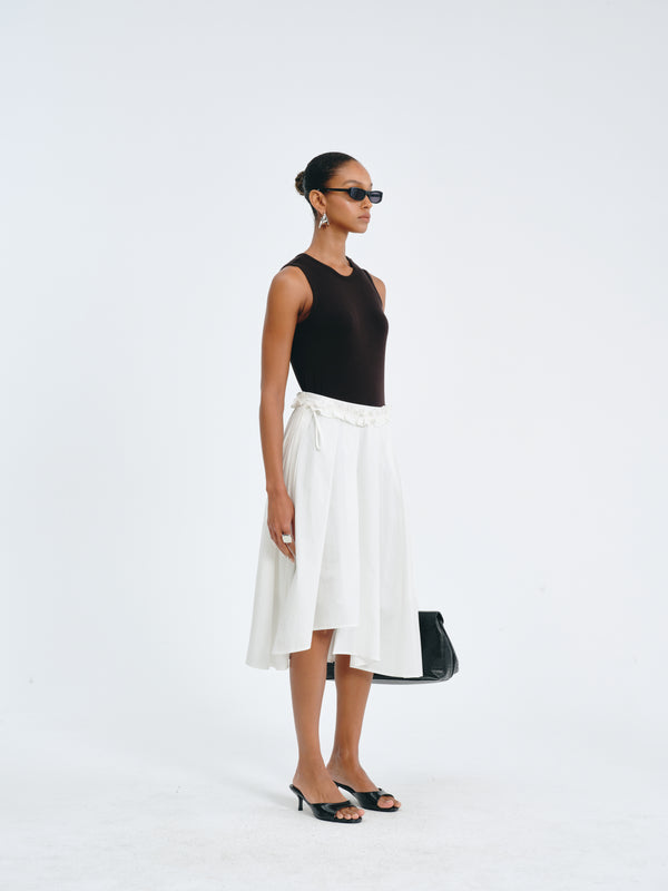 Asymmetric Pleated Skirt