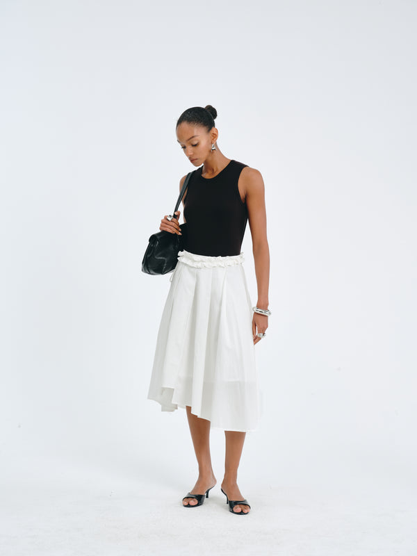 Asymmetric Pleated Skirt