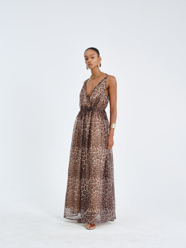 Leopard-Print Maxi Dress