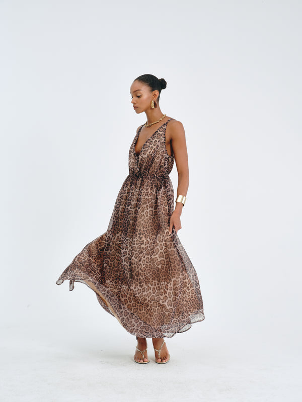Leopard-Print Maxi Dress