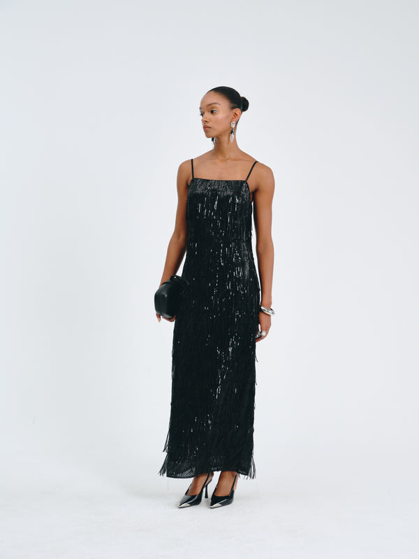 Luxe Fringed Sequin Dress