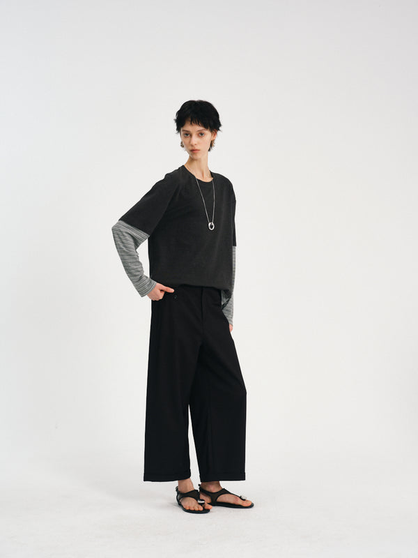 Faux Two Piece Long Sleeve T-shirt