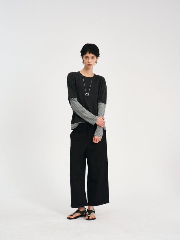 Faux Two Piece Long Sleeve T-shirt