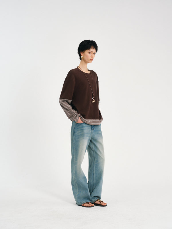 Faux Two Piece Long Sleeve T-shirt