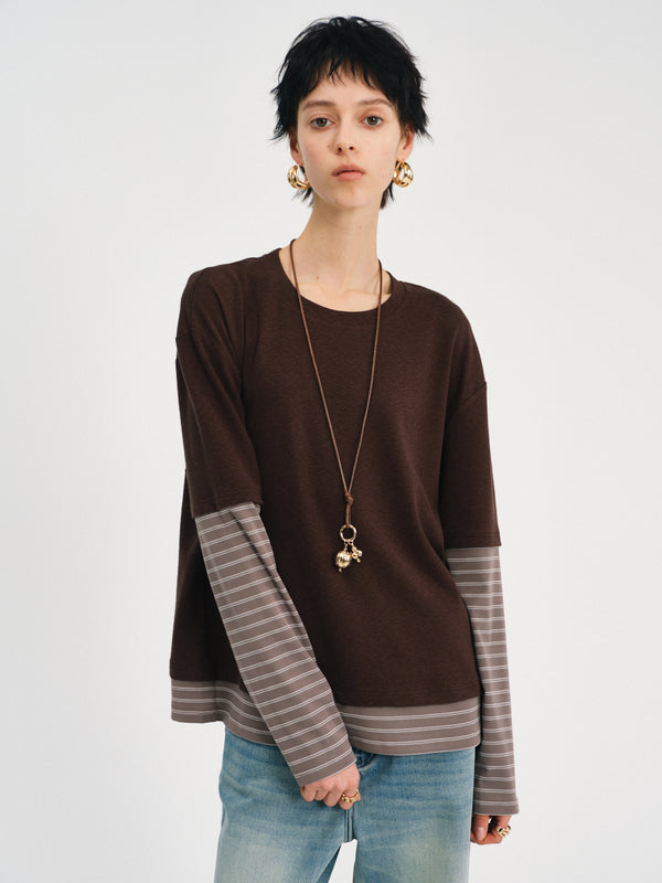 Faux Two Piece Long Sleeve T-shirt