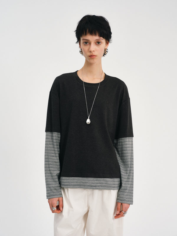 Faux Two Piece Long Sleeve T-shirt