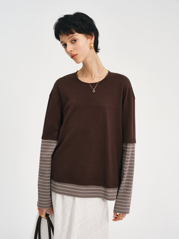 Faux Two Piece Long Sleeve T-shirt