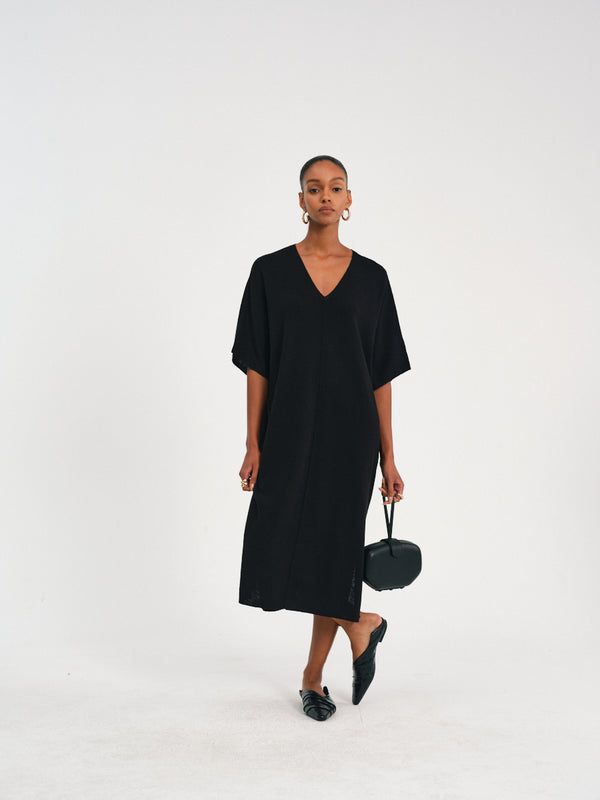 V-Neck Batwing Dress