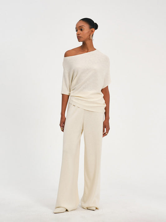 Pleated Waist Wide-Leg Pants