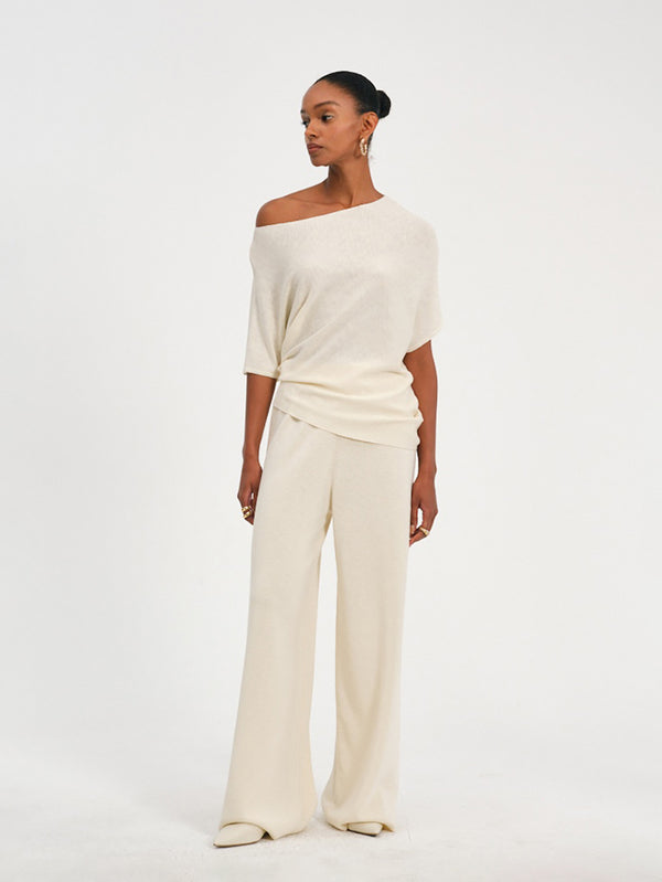Pleated Waist Wide-Leg Pants