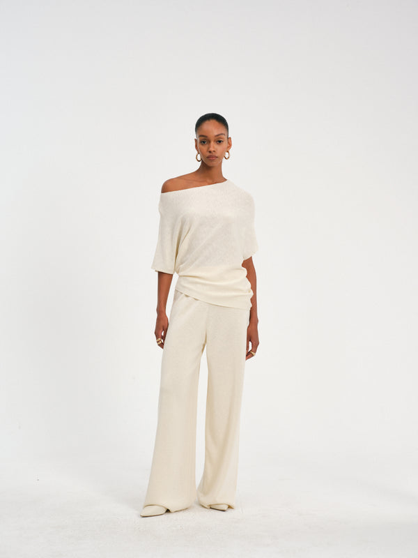Pleated Waist Wide-Leg Pants
