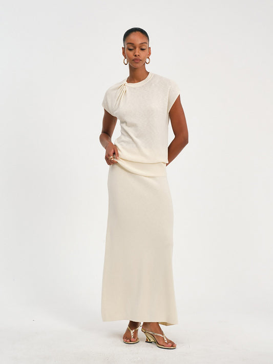 High-Waisted Knit Skirt