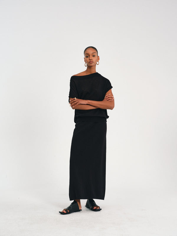 High-Waisted Knit Skirt