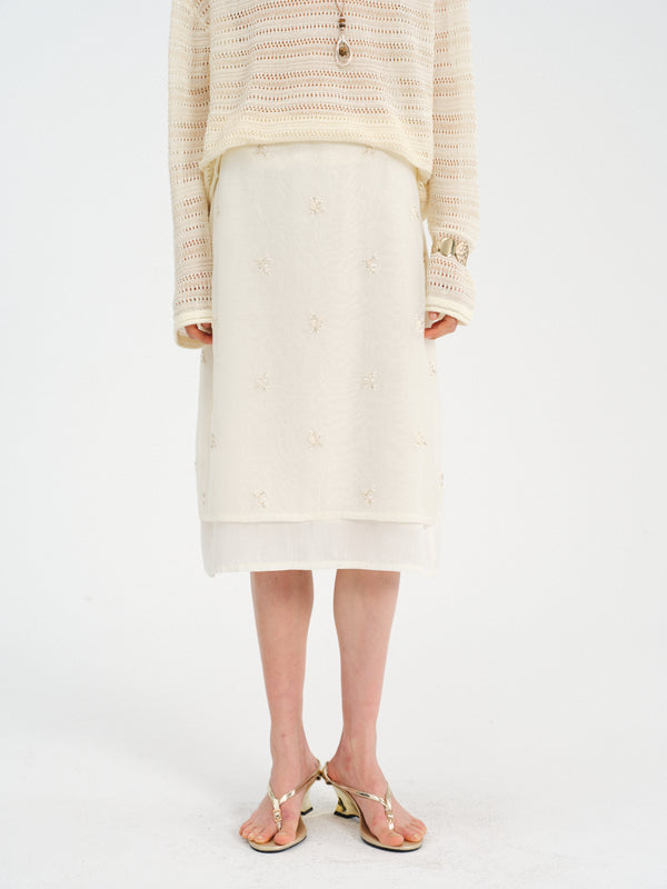 Relief Silk Beaded Skirt