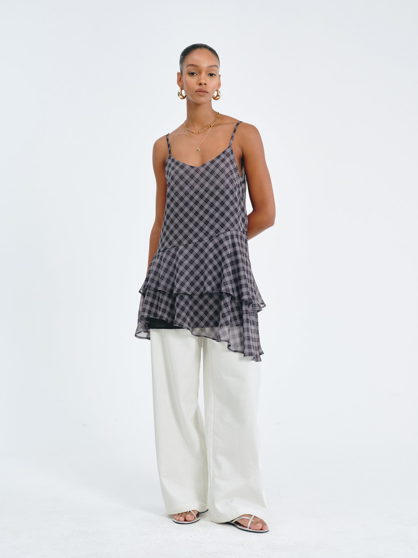 Plaid Flounce Top