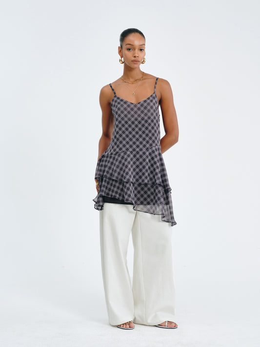 Plaid Flounce Top
