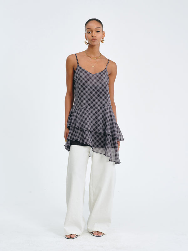 Plaid Flounce Top