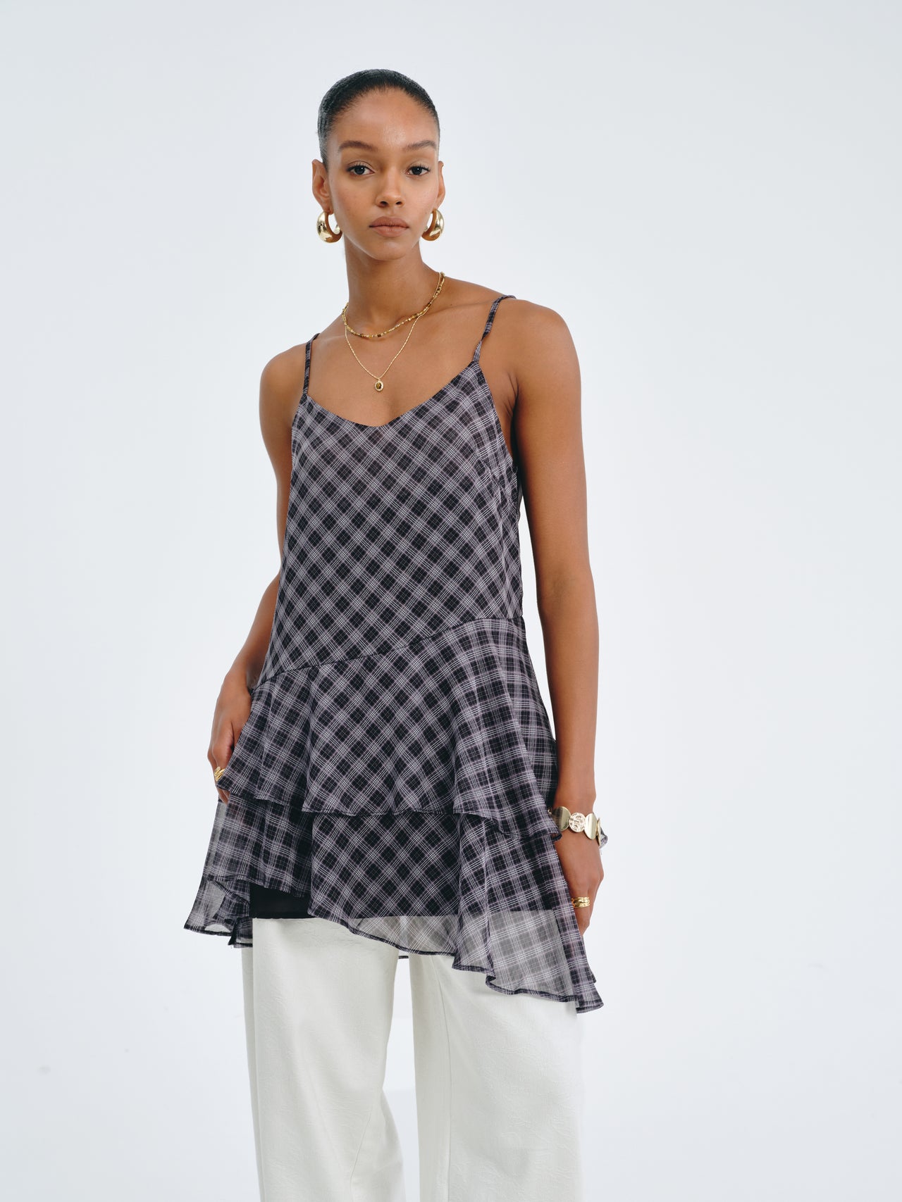Plaid Flounce Top