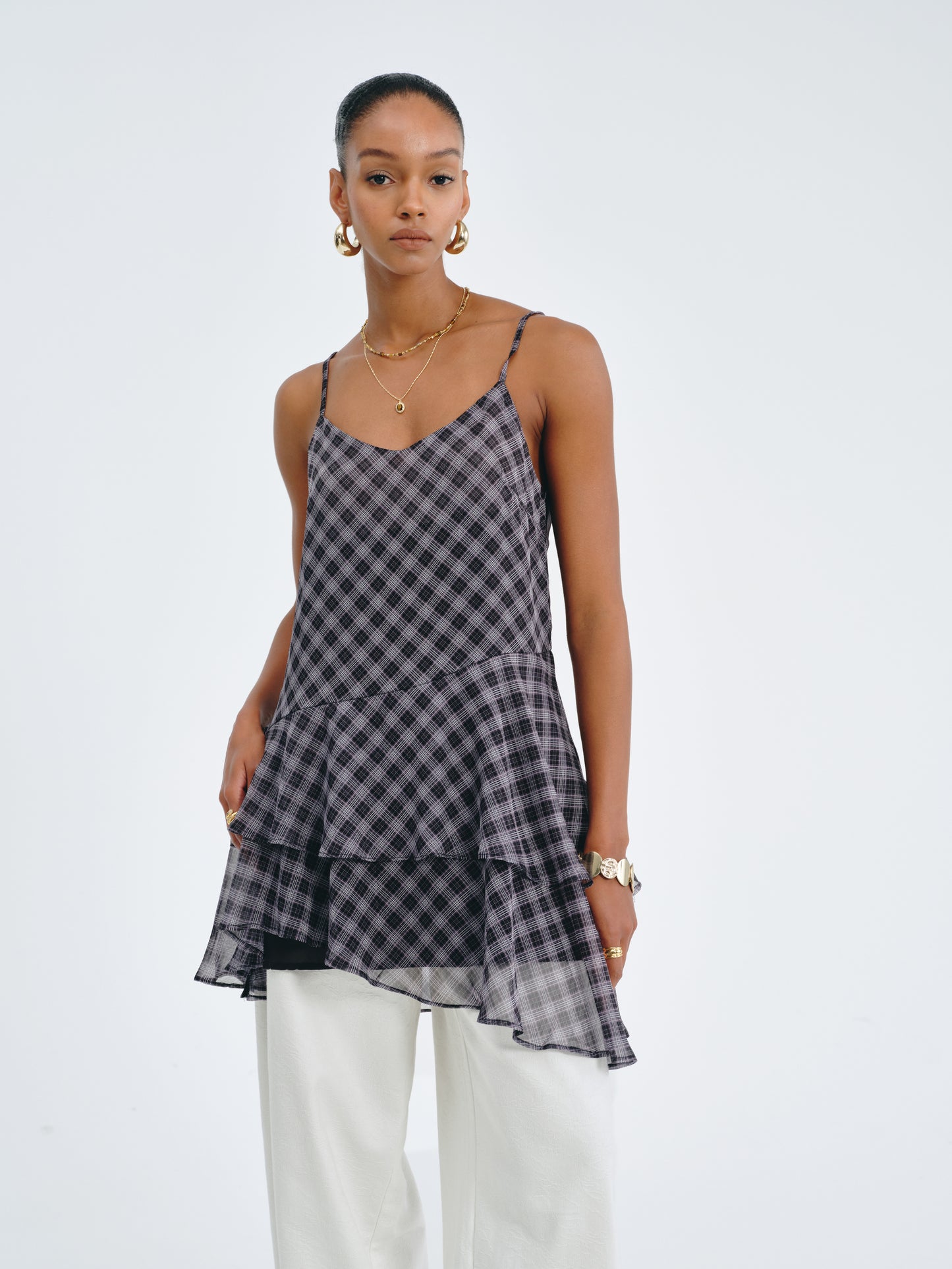 Plaid Flounce Top