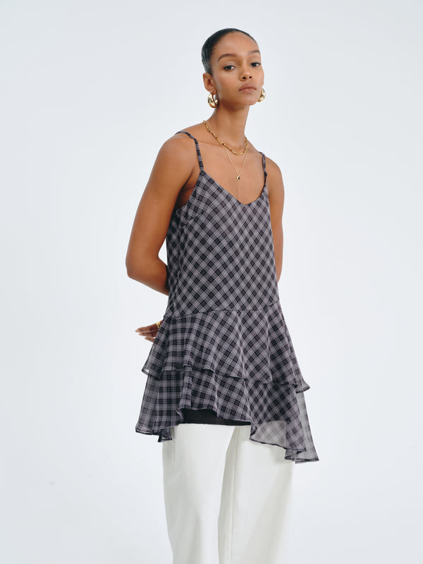 Plaid Flounce Top