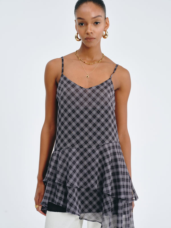 Plaid Flounce Top