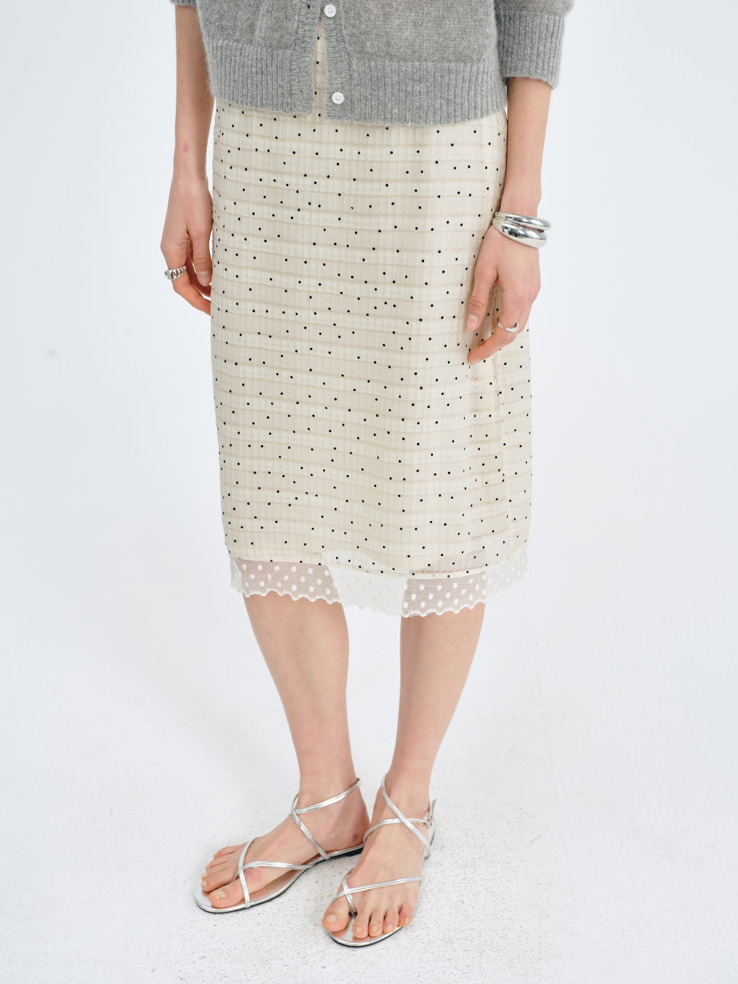 Almond Dot Lace Skirt