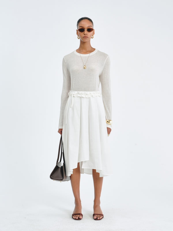 Asymmetric Pleated Skirt