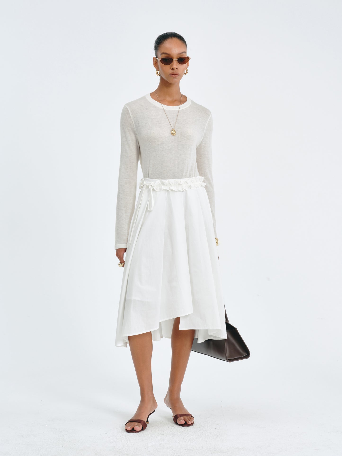 Asymmetric Pleated Skirt