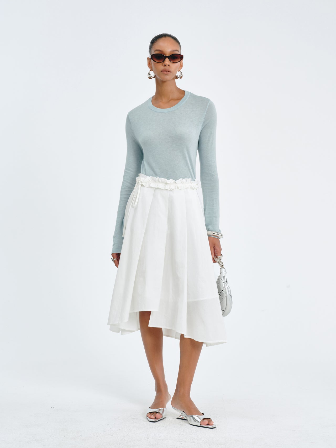Asymmetric Pleated Skirt
