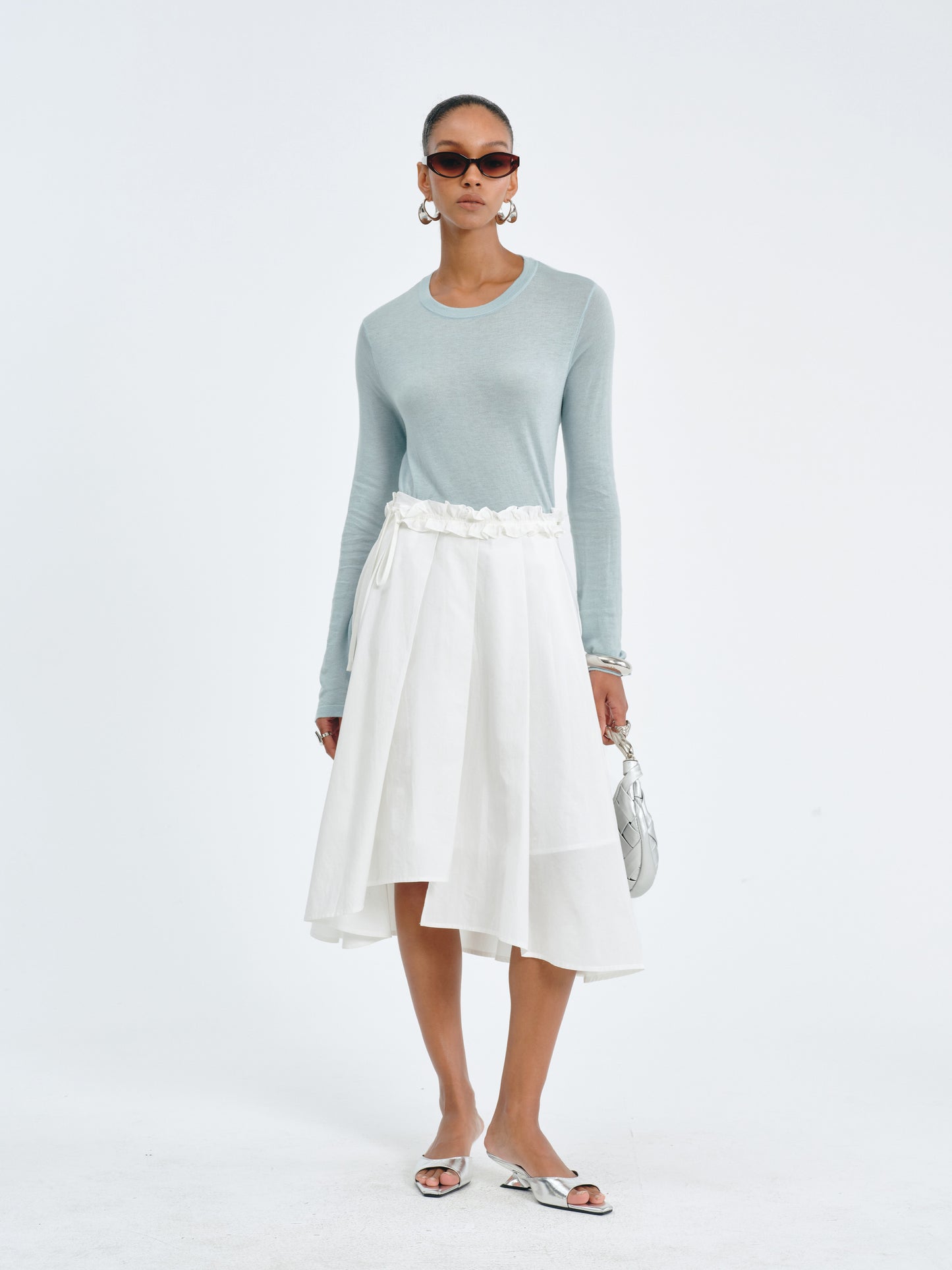 Asymmetric Pleated Skirt