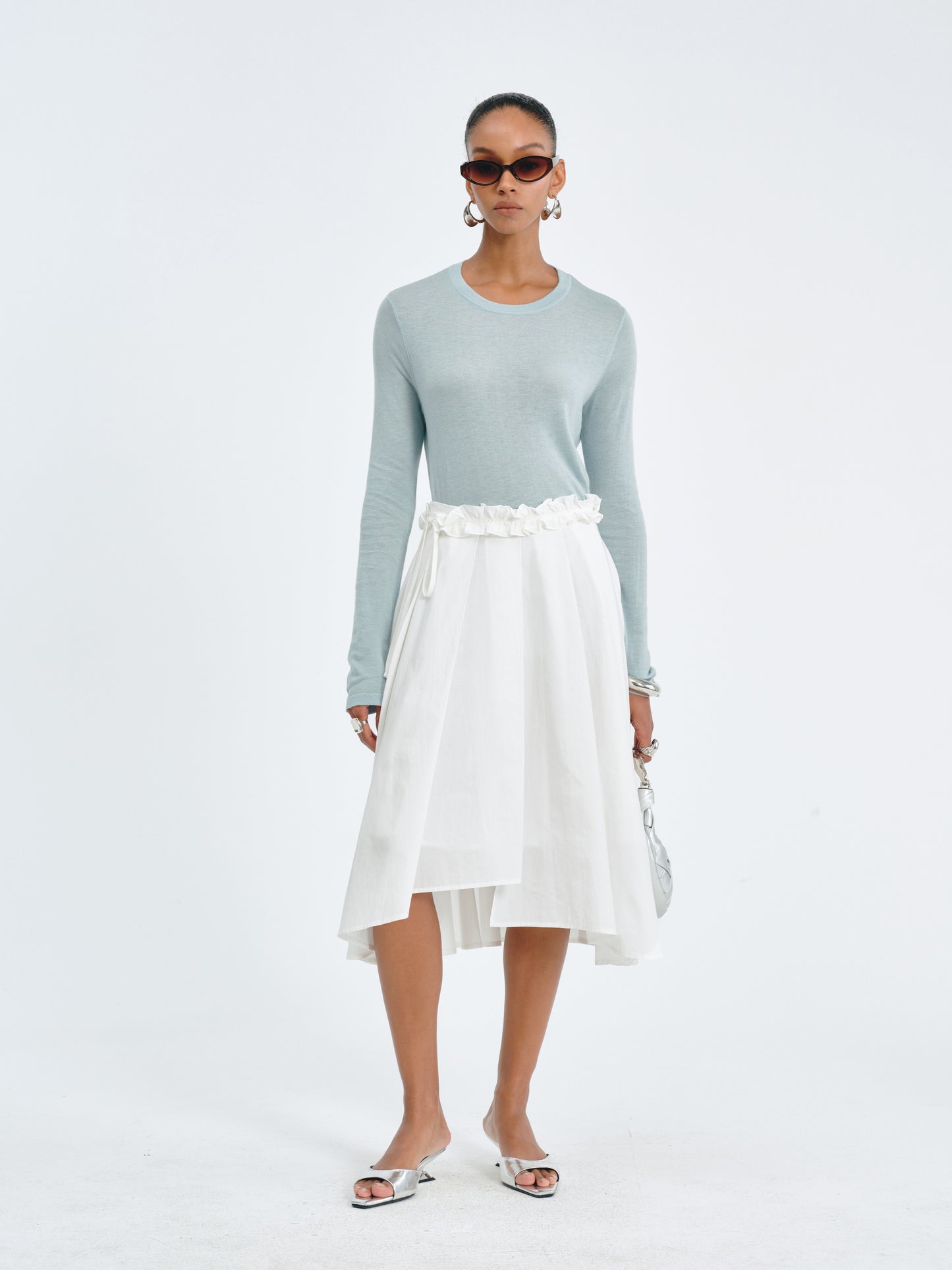 Asymmetric Pleated Skirt