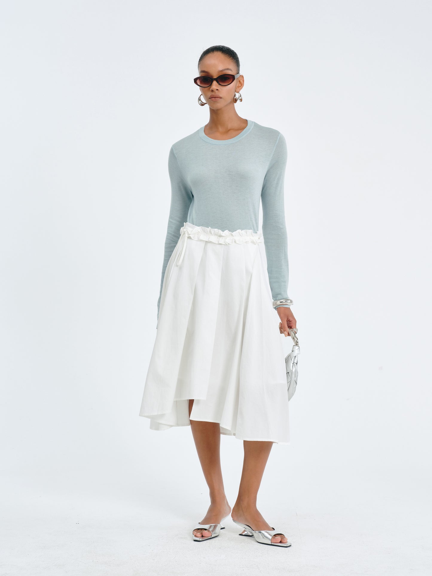 Asymmetric Pleated Skirt
