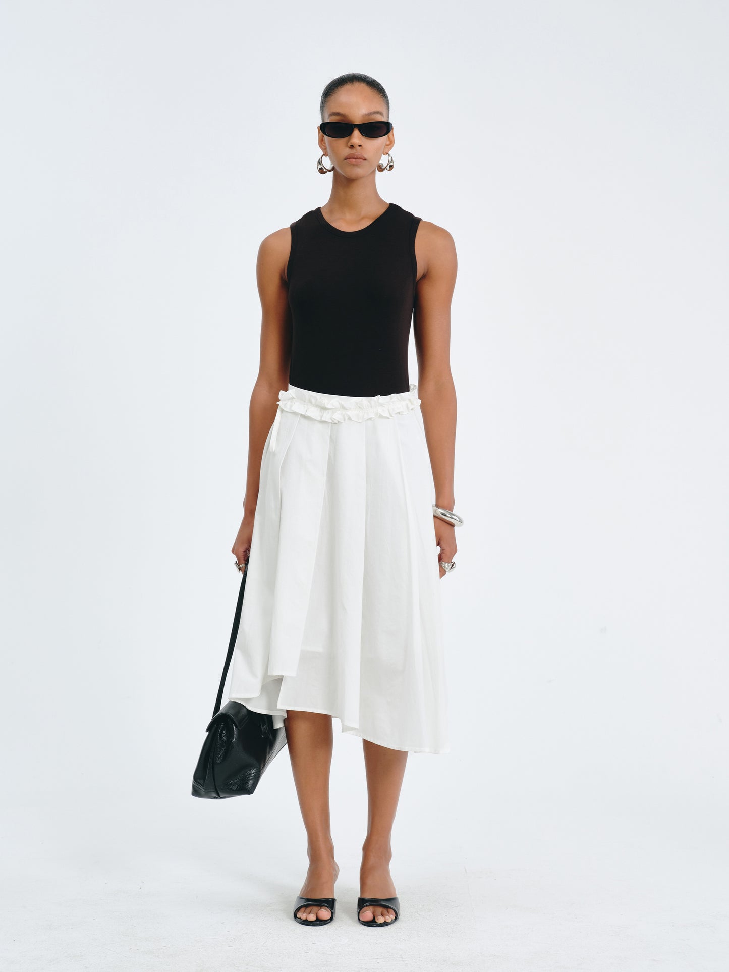 Asymmetric Pleated Skirt