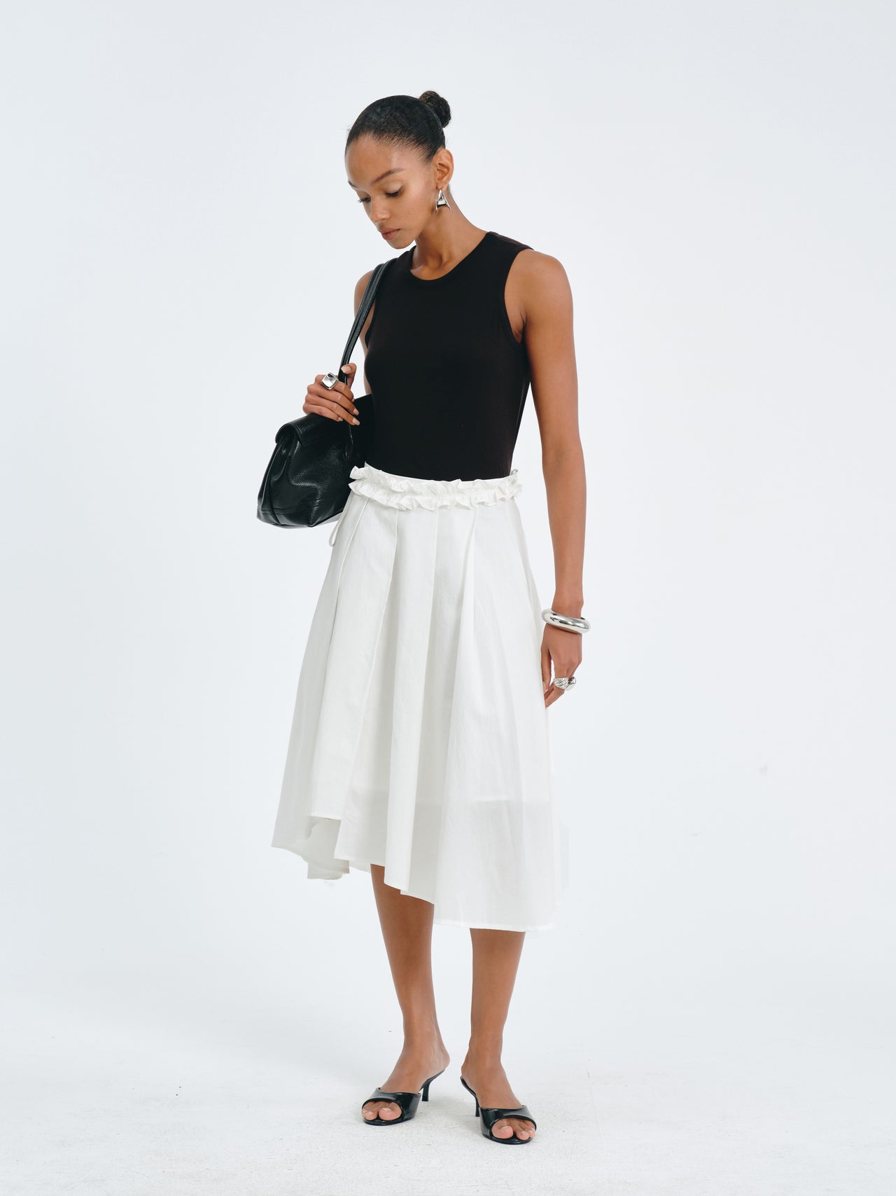 Asymmetric Pleated Skirt