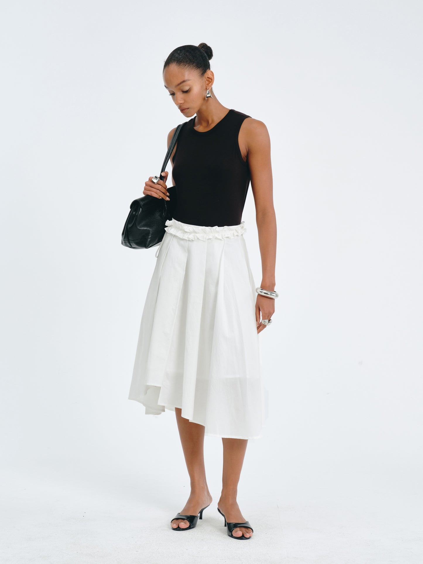Asymmetric Pleated Skirt