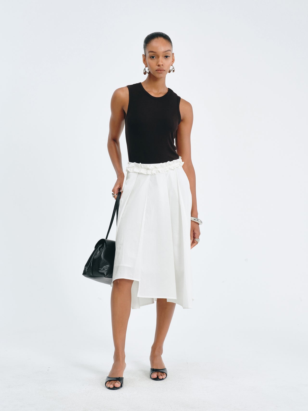 Asymmetric Pleated Skirt
